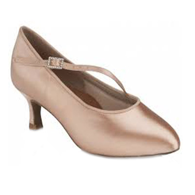 Ladies competition  court shoe with  a strap - FLESH